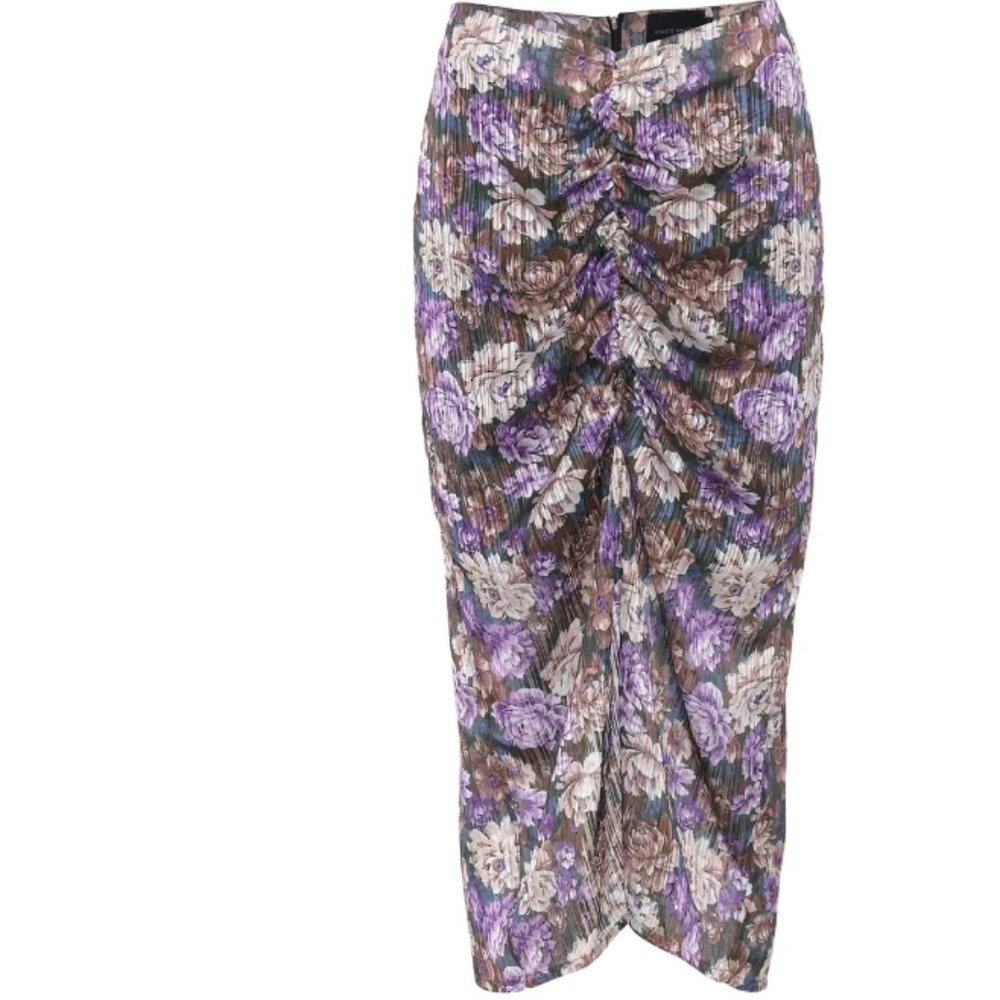 NWT Birgitte Herskind Alexis Ruched Floral Midi Skirt Women's Size 10 - Picture 1 of 12